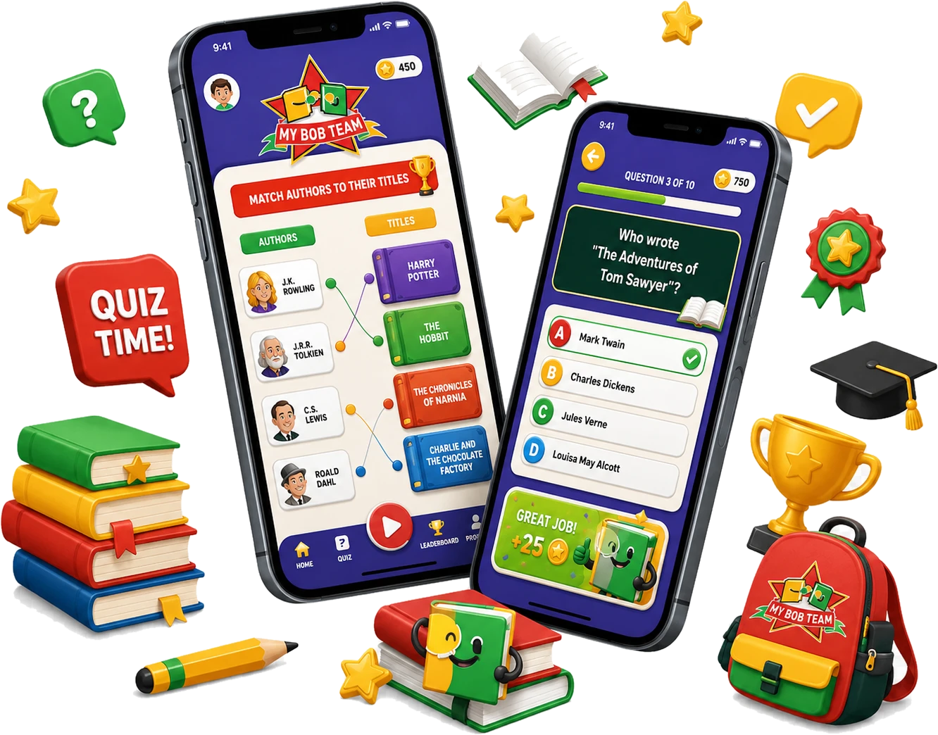 MyBob learning app screens
