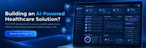 Appther Technologies banner inviting healthcare businesses to discuss custom AI healthcare software development.
