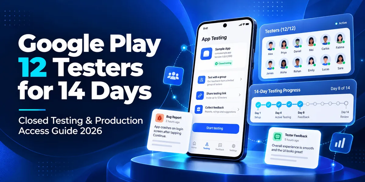 Google Play 12 Testers for 14 Days: Requirements, Setup & Approval Guide (2026)