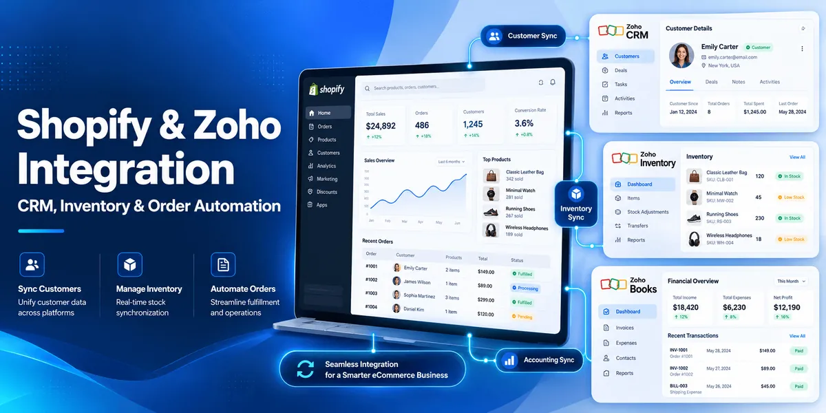 Shopify and Zoho Integration: Complete Guide to CRM, Inventory & Order Automation