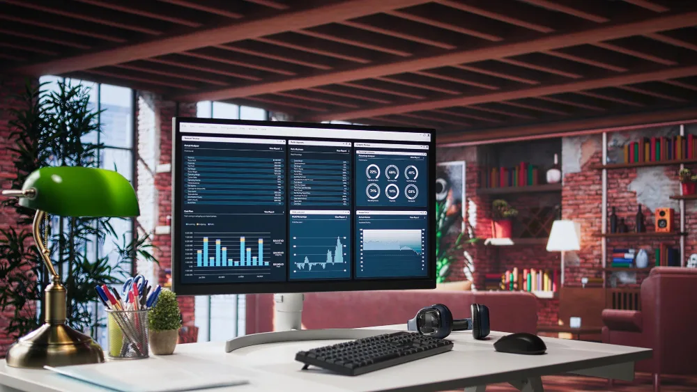 Real-time operations dashboard on a desktop monitor