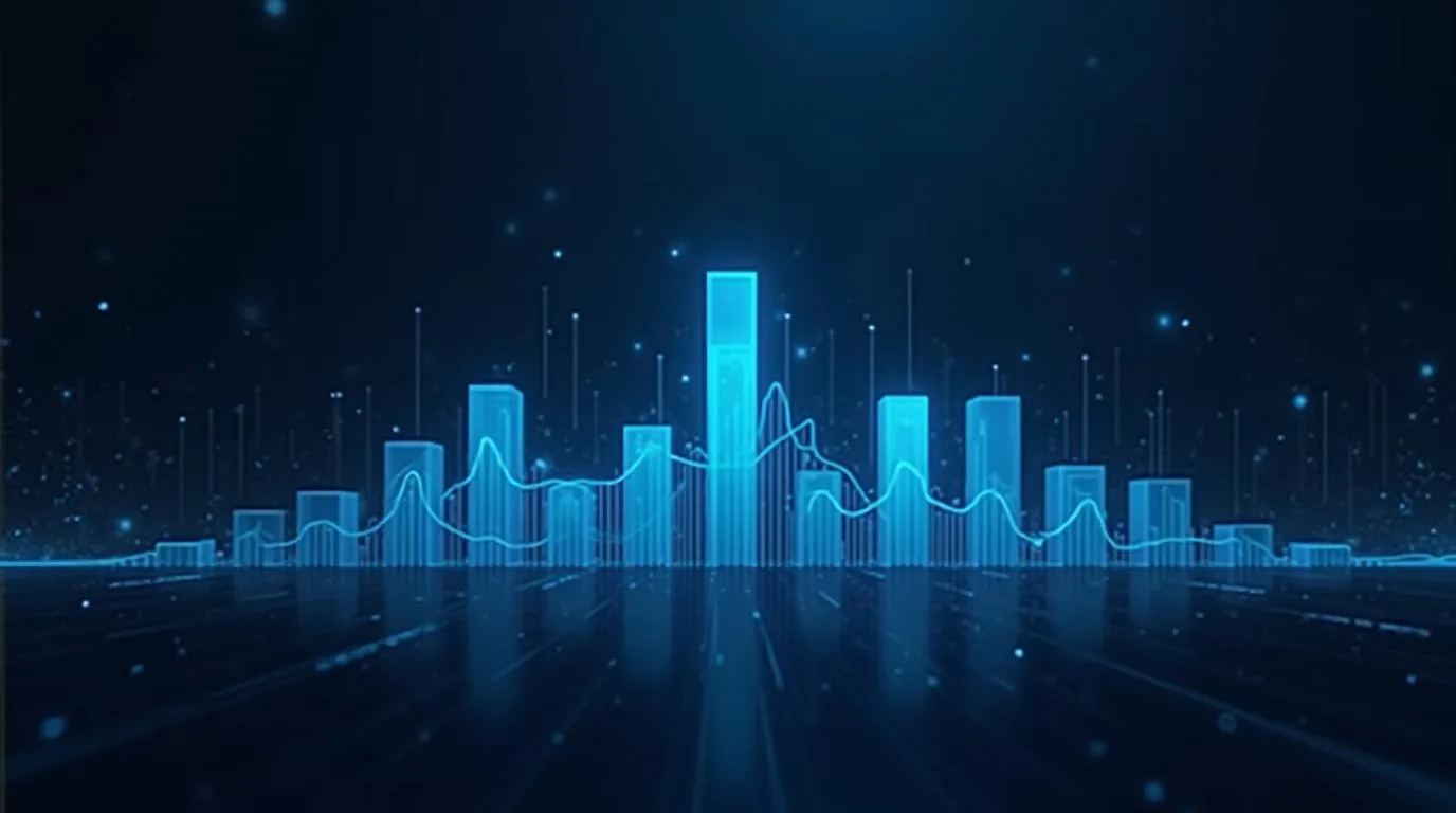 An analytics dashboard whose bar charts are built from soundwave bars